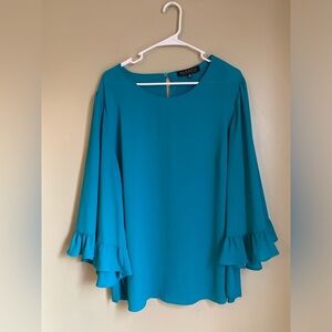 ELOQUII BLOUSE Women Size 20Tunic long sleeve V neck bell sleeves holiday party